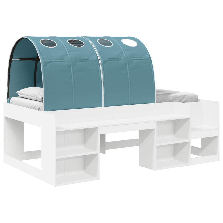Bedframe met tunnel Wit en Lichtblauw 75 x 190 cm Bewerkt hout