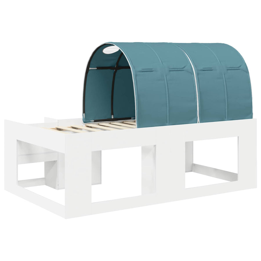 Bedframe met tunnel Wit en Lichtblauw 75 x 190 cm Bewerkt hout