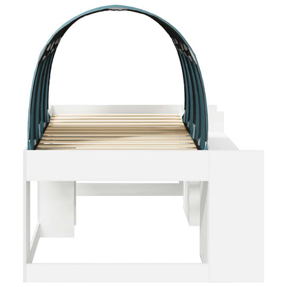 Bedframe met tunnel Wit en Lichtblauw 75 x 190 cm Bewerkt hout