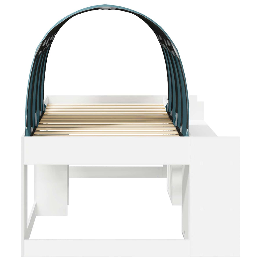 Bedframe met tunnel Wit en Lichtblauw 75 x 190 cm Bewerkt hout