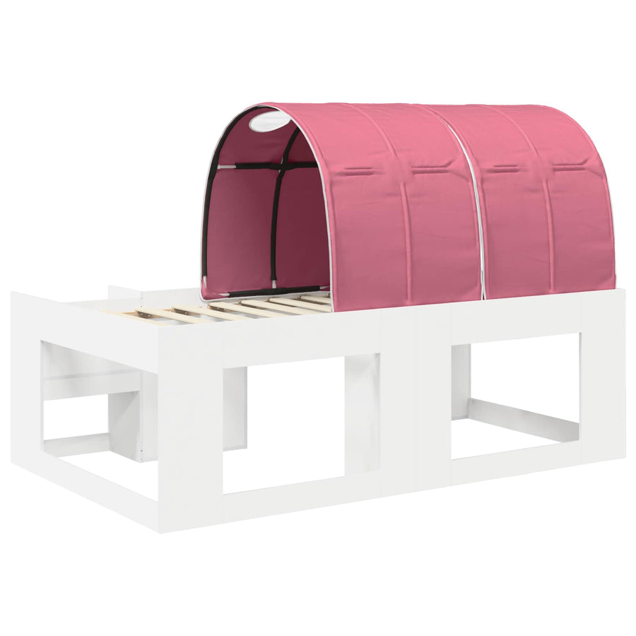 Bedframe met tunnel met plank 3 pcs Wit en Roze Bewerkt hout