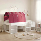Bedframe tunnel met plank 193x103,5x65 cm wit rood bewerkt hout