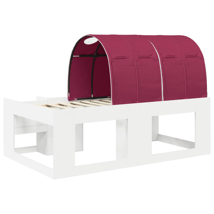 Bedframe met tunnel met plank 3 pcs Wit en Rood Bewerkt hout