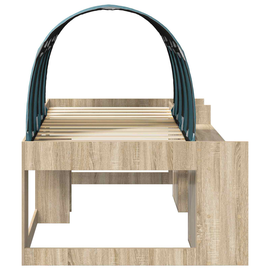 Bedframe met tunnel met plank 3 st Sonoma eiken en lichtblauw