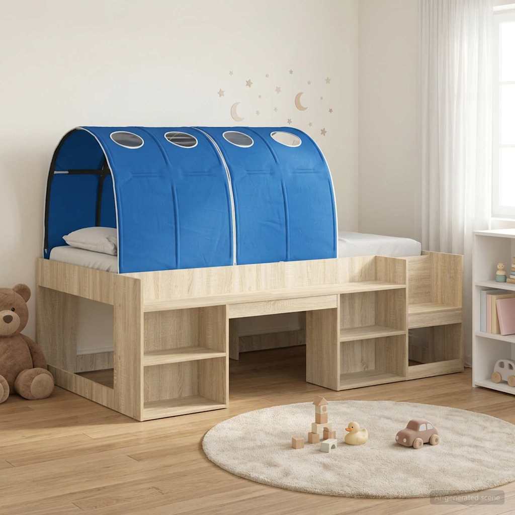 Bedframe met tunnel 3 st Sonoma eiken en blauw Bewerkt hout