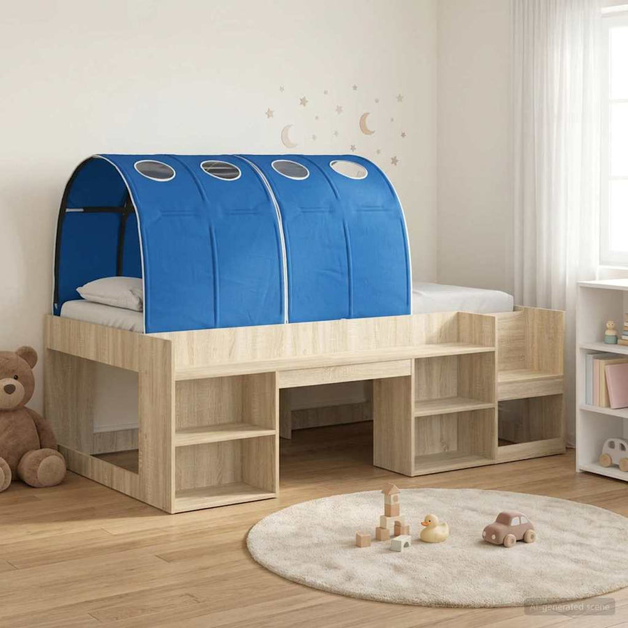 Bedframe met tunnel 3 st Sonoma eiken en blauw Bewerkt hout