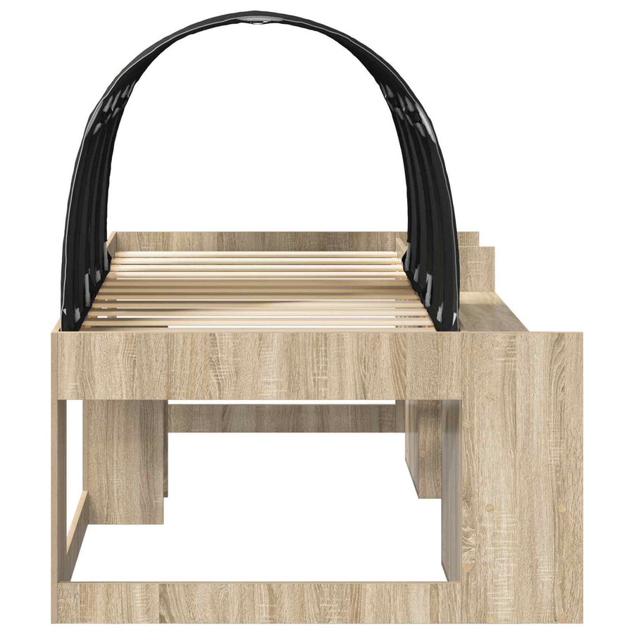 Bedframe met tunnel 3 st Sonoma Eiken en Zwart Bewerkt hout