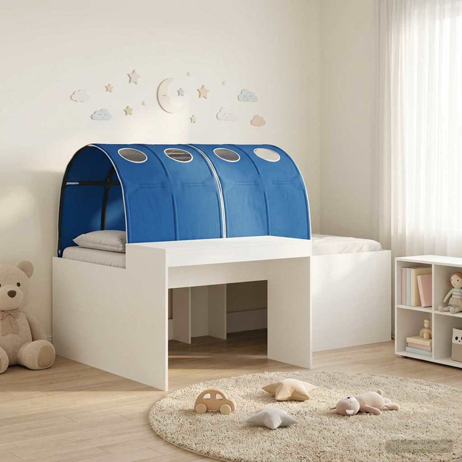 Bedframe met Tunnel met plank 3 pcs Wit en Blauw Bewerkt hout