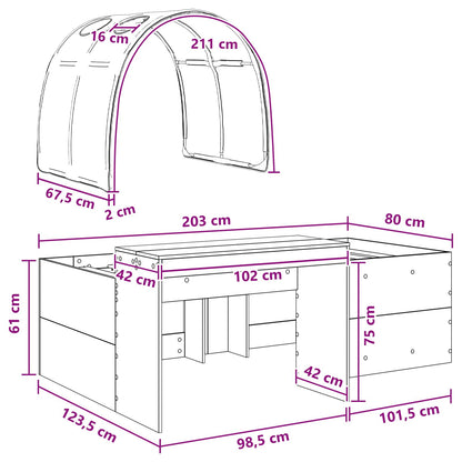 Bedframe met Tunnel met plank 3 pcs Wit en Blauw Bewerkt hout