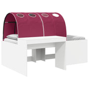 Bedframe tunnel 80x200 cm wit rood bewerkt hout