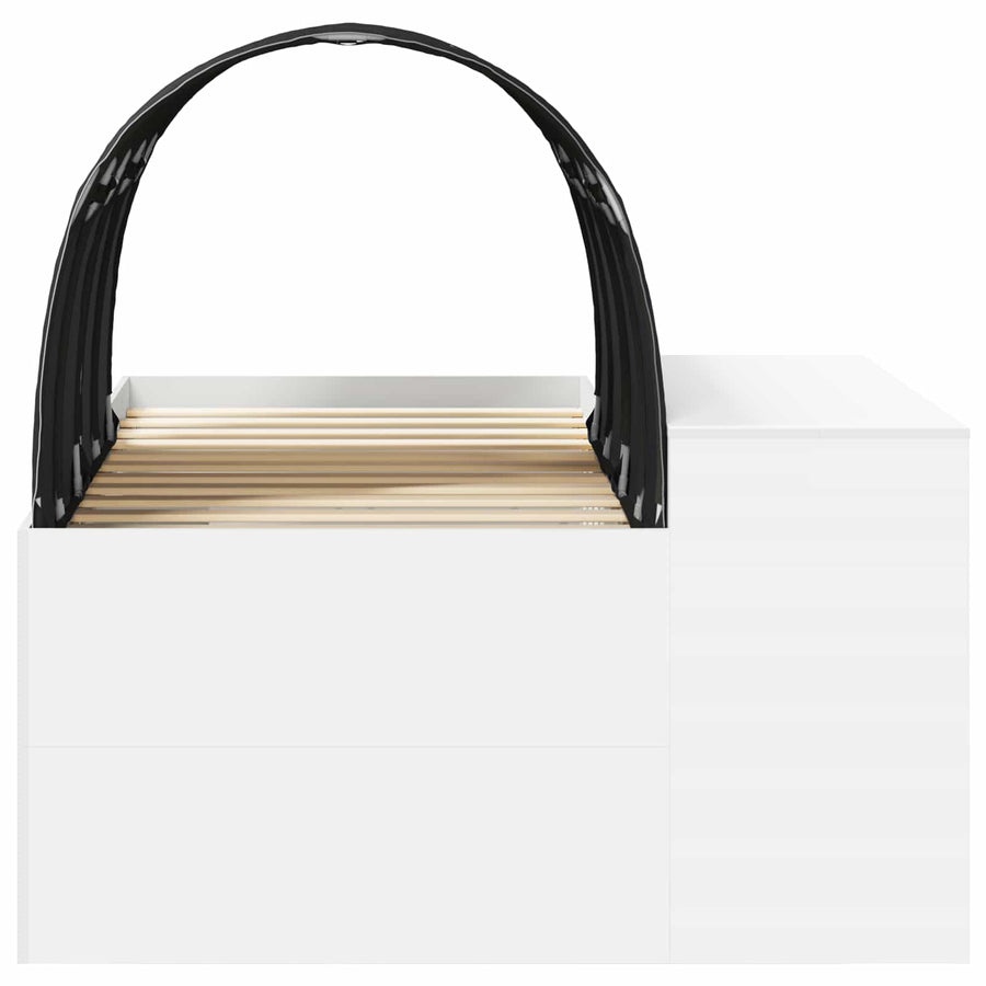 Bedframe met Tunnel met plank 3 pcs Wit en zwart Bewerkt hout