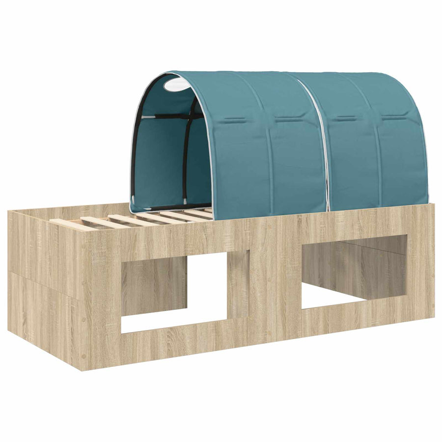 Bedframe met Tunnel met plank 3 st Sonoma eiken en lichtblauw