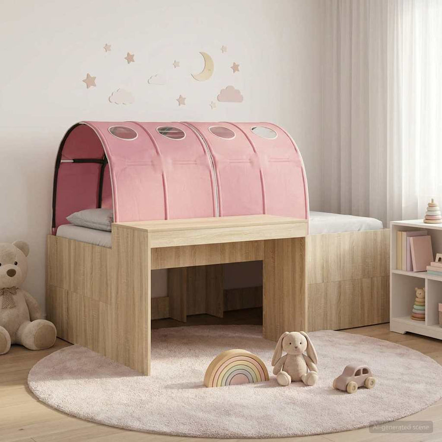 Bedframe met Tunnel 3 st Sonoma eiken en roze Bewerkt hout