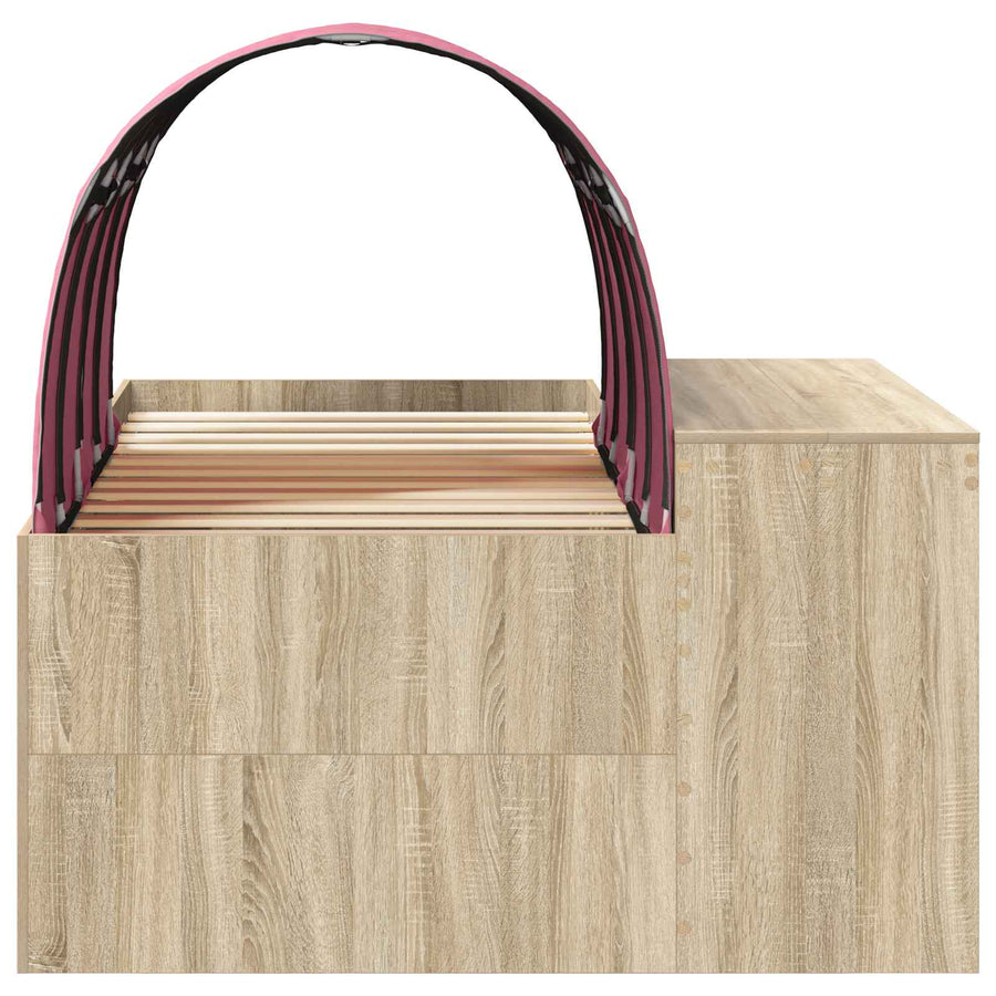 Bedframe met Tunnel 3 st Sonoma eiken en roze Bewerkt hout