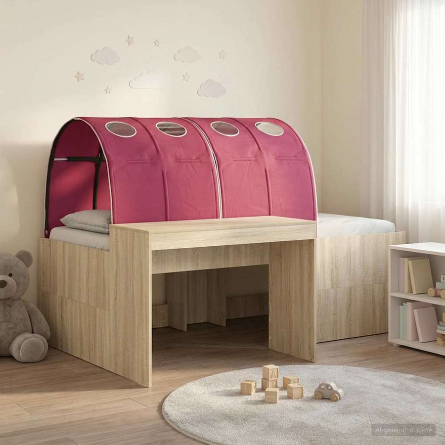 Bedframe met Tunnel 3 st Sonoma eiken en rood Bewerkt hout
