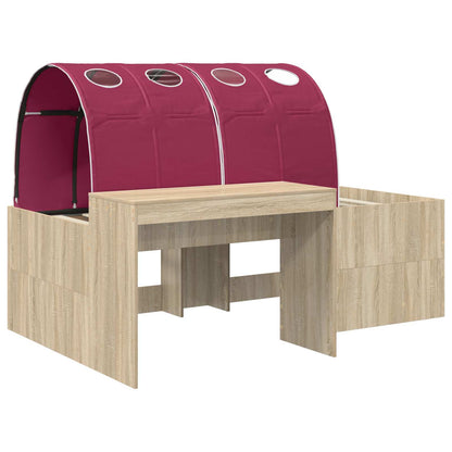 Bedframe met Tunnel 3 st Sonoma eiken en rood Bewerkt hout