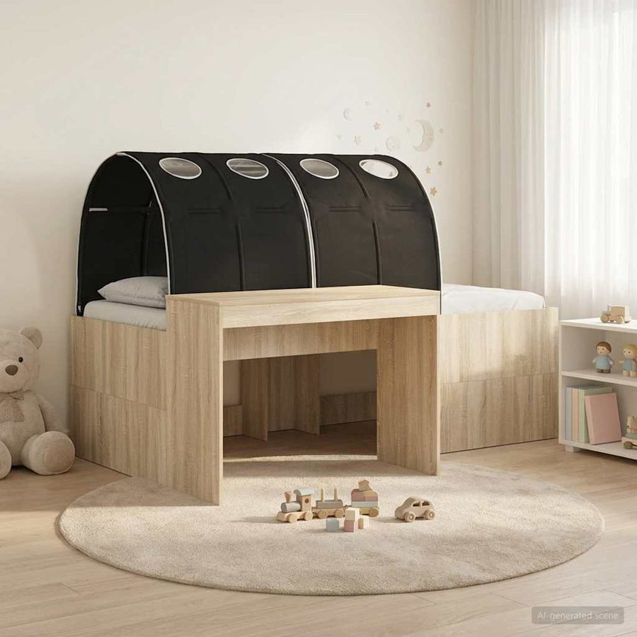 Bedframe met Tunnel 3 st Sonoma Eiken en Zwart Bewerkt hout