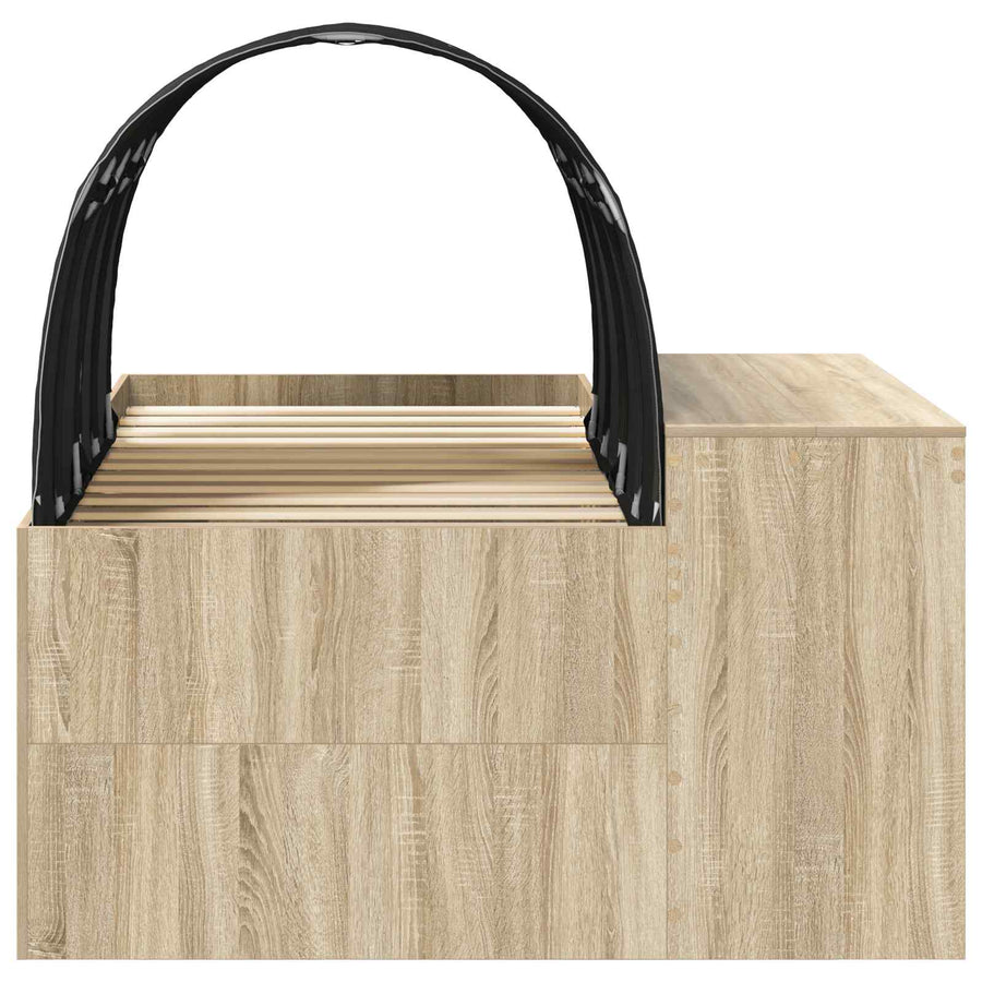Bedframe met Tunnel 3 st Sonoma Eiken en Zwart Bewerkt hout