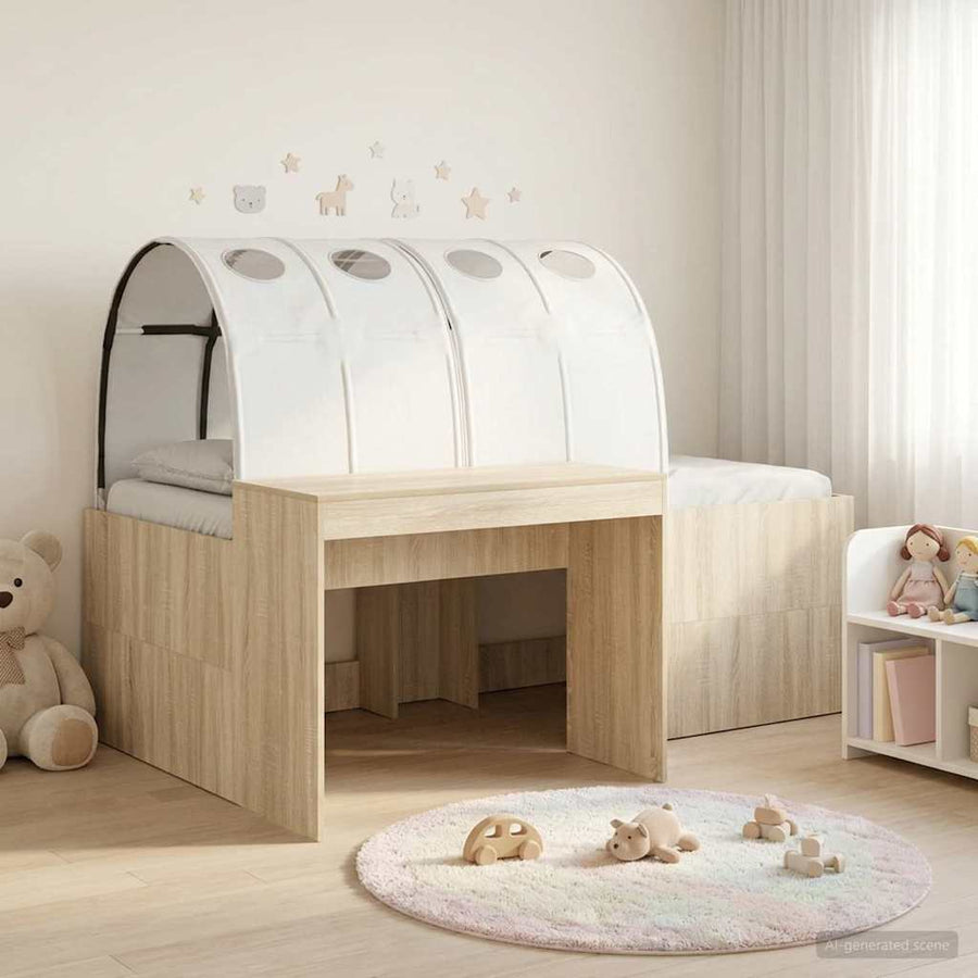 Bedframe met Tunnel 3 st Sonoma eiken en wit Bewerkt hout