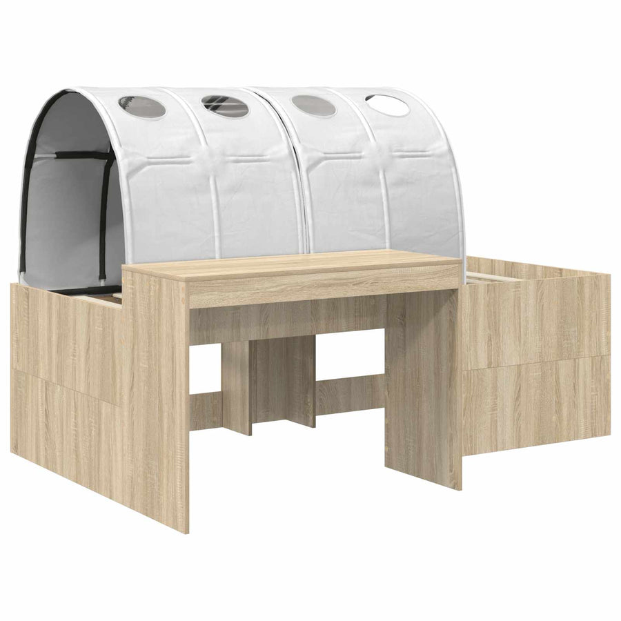 Bedframe met Tunnel 3 st Sonoma eiken en wit Bewerkt hout