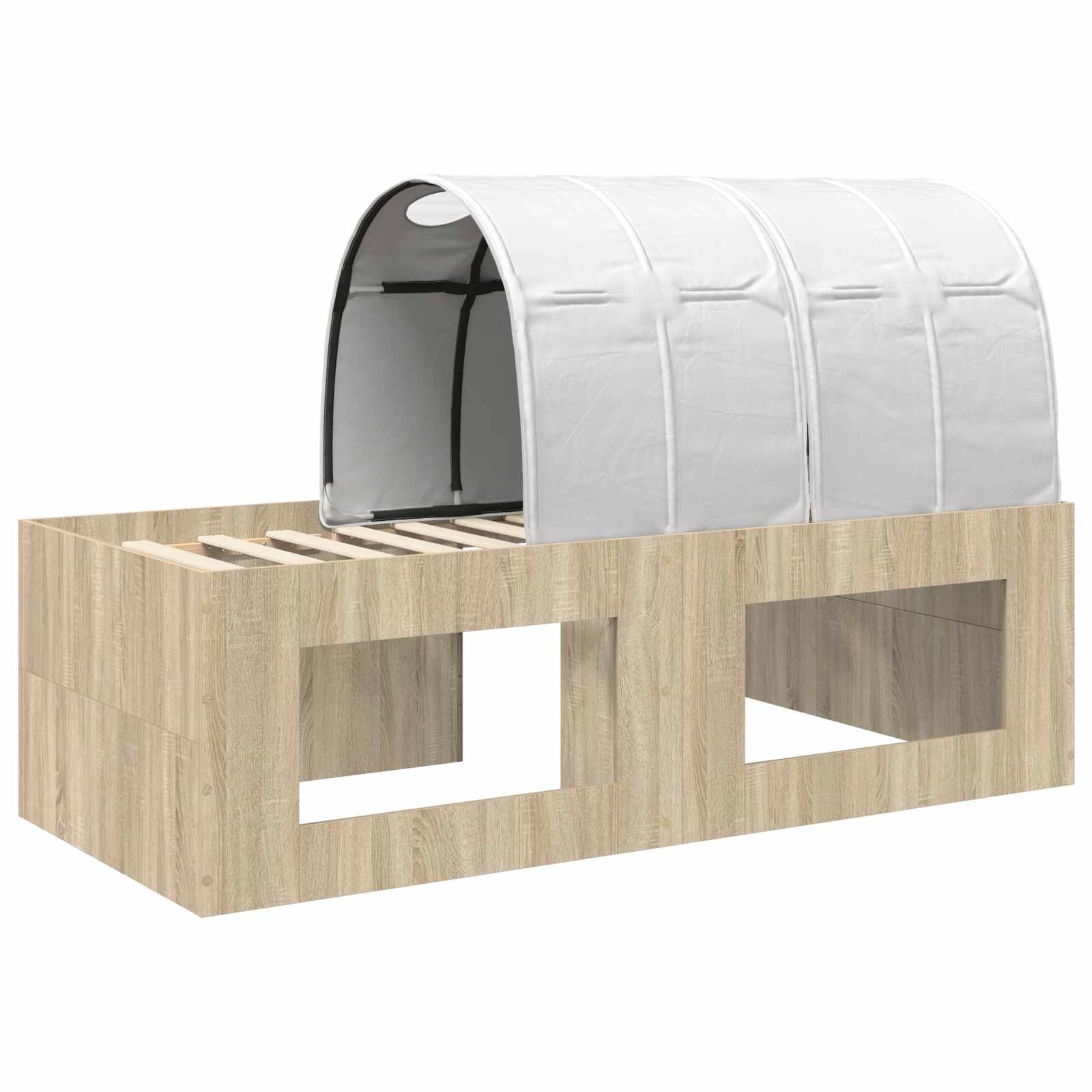Bedframe met Tunnel 3 st Sonoma eiken en wit Bewerkt hout
