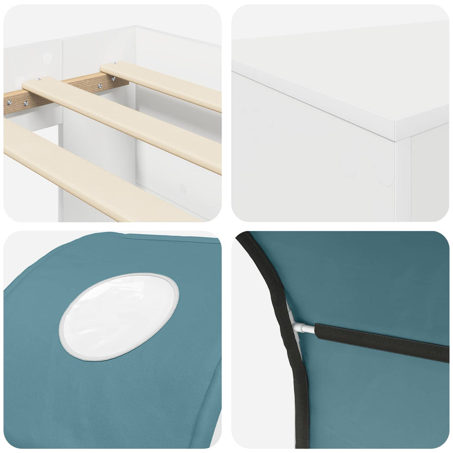 Bed met Tunnel 4 pcs Artisian Eik en Lichtblauw Bewerkt hout