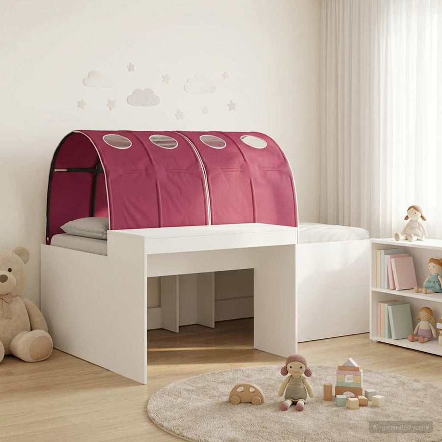 Bed met Tunnel 4 pcs Artisian Eik en Rood Bewerkt hout