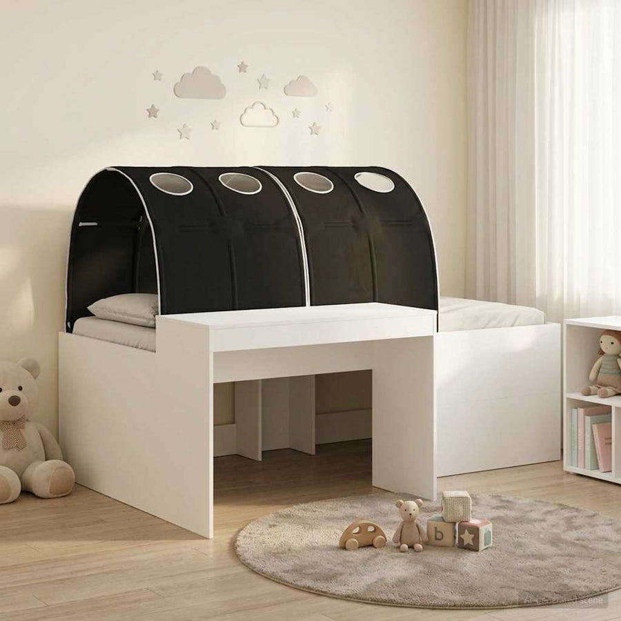 Bed met Tunnel 4 pcs Artisian Eik en Zwart Bewerkt hout