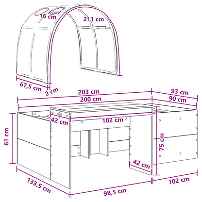 Bed met Tunnel 4 pcs Artisian Eik en Zwart Bewerkt hout
