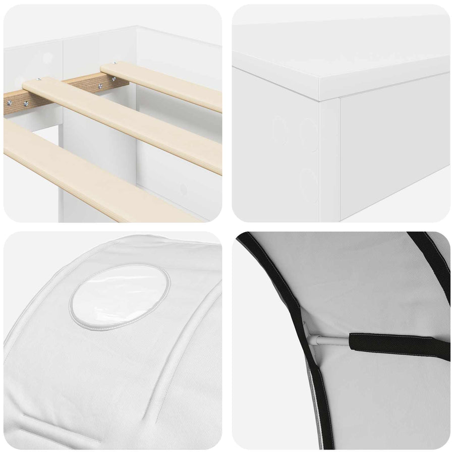Bed met Tunnel 4 pcs Artisian Eik en Wit Bewerkt hout