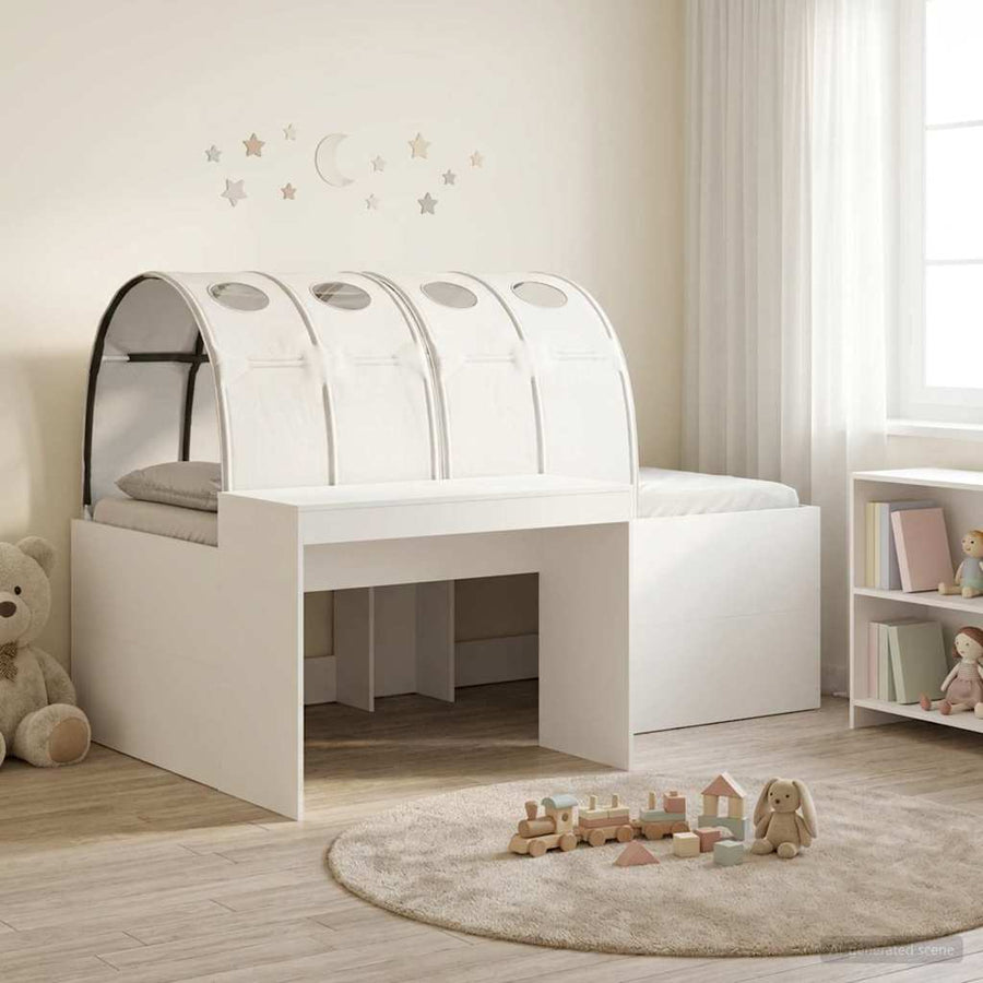 Bed met Tunnel 4 pcs Artisian Eik en Wit Bewerkt hout