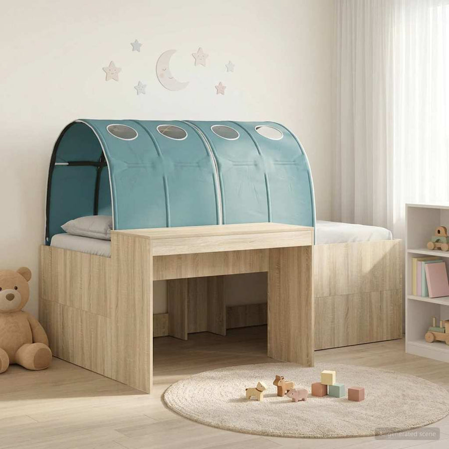 Bed met Tunnel 3 st Artisian Eik en Lichtblauw Bewerkt hout