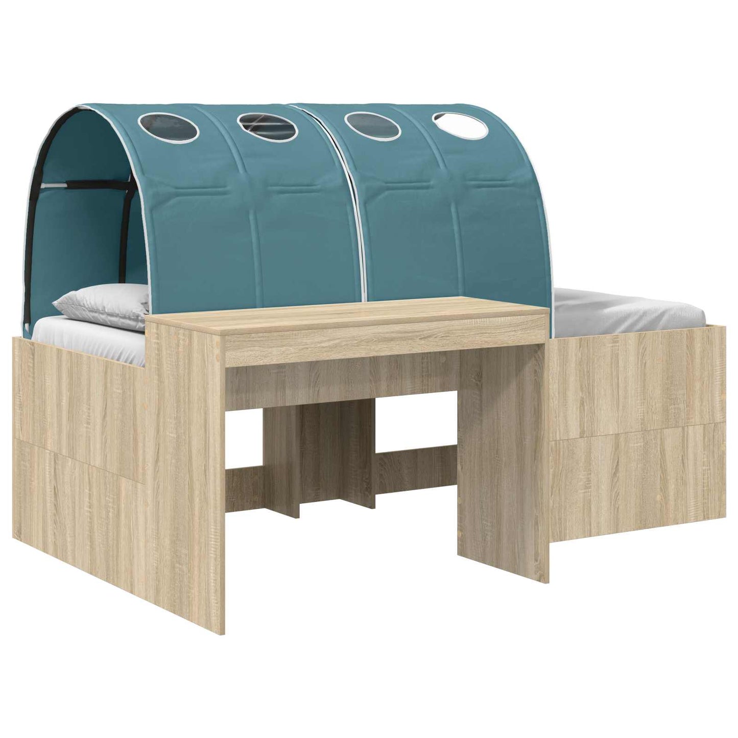 Bed met Tunnel 3 st Artisian Eik en Lichtblauw Bewerkt hout