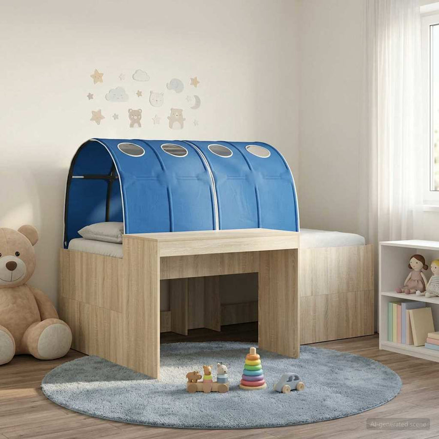 Bed met Tunnel 3 st Artisian Eik en Blauw Bewerkt hout