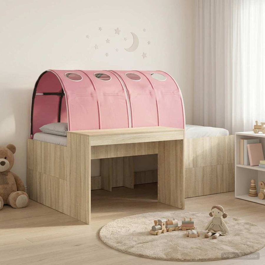 Bed met Tunnel 3 st Artisian Eik en Roze Bewerkt hout