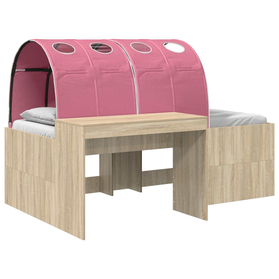 Bed met Tunnel 3 st Artisian Eik en Roze Bewerkt hout