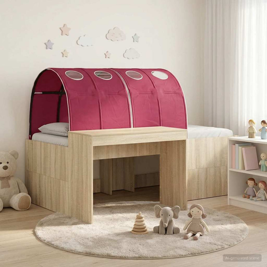 Bed met Tunnel 3 st Artisian Eik en Rood Bewerkt hout