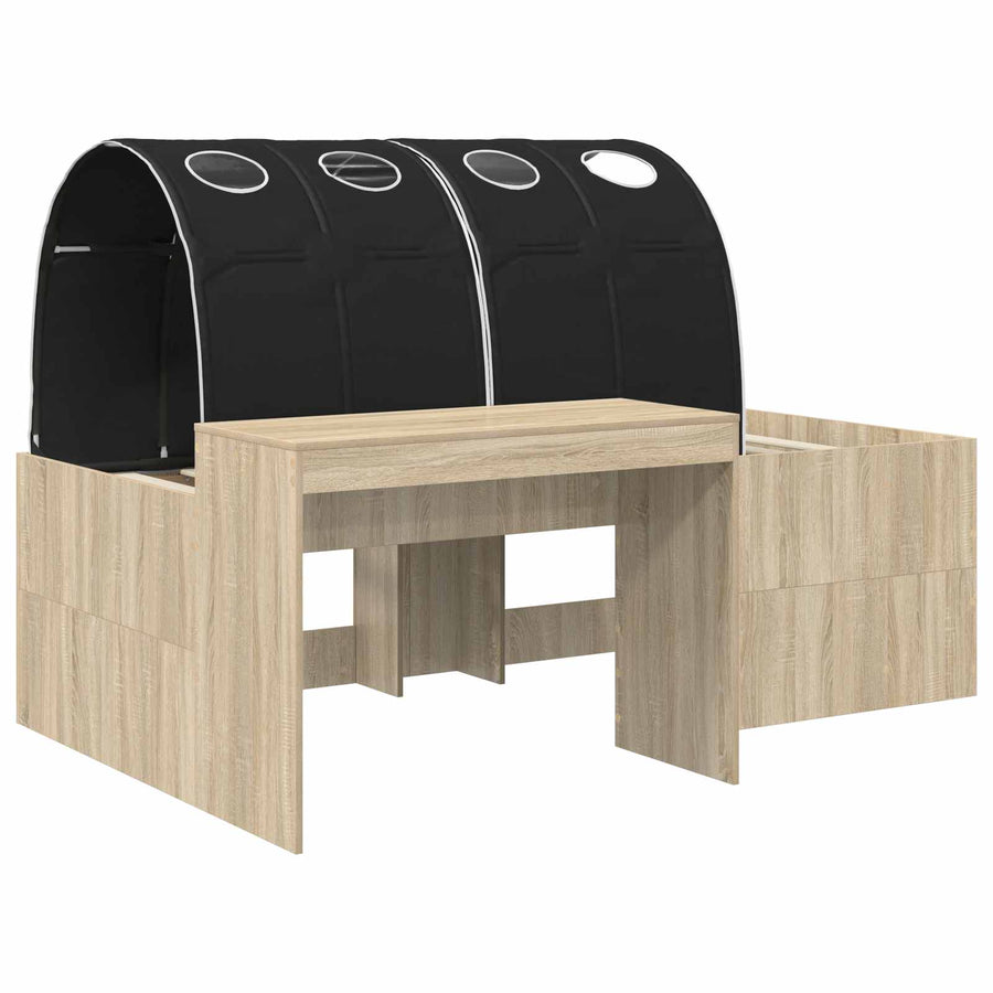 Bed met Tunnel 3 st Artisian Eik en Zwart Bewerkt hout