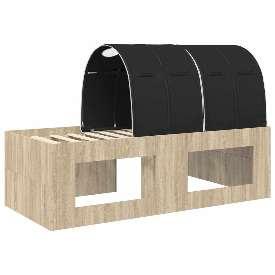 Bed met Tunnel 3 st Artisian Eik en Zwart Bewerkt hout