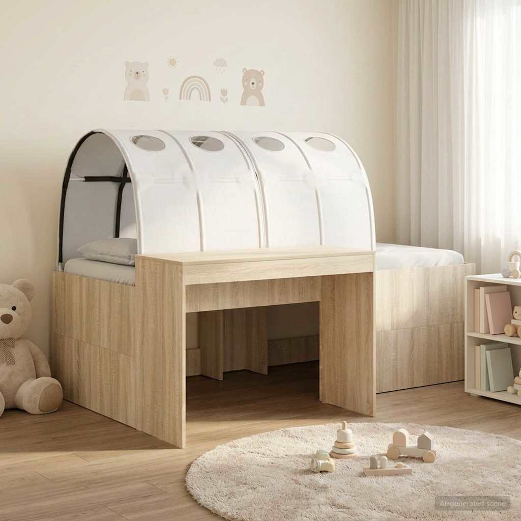 Bed met Tunnel 3 st Artisian Eik en Wit Bewerkt hout