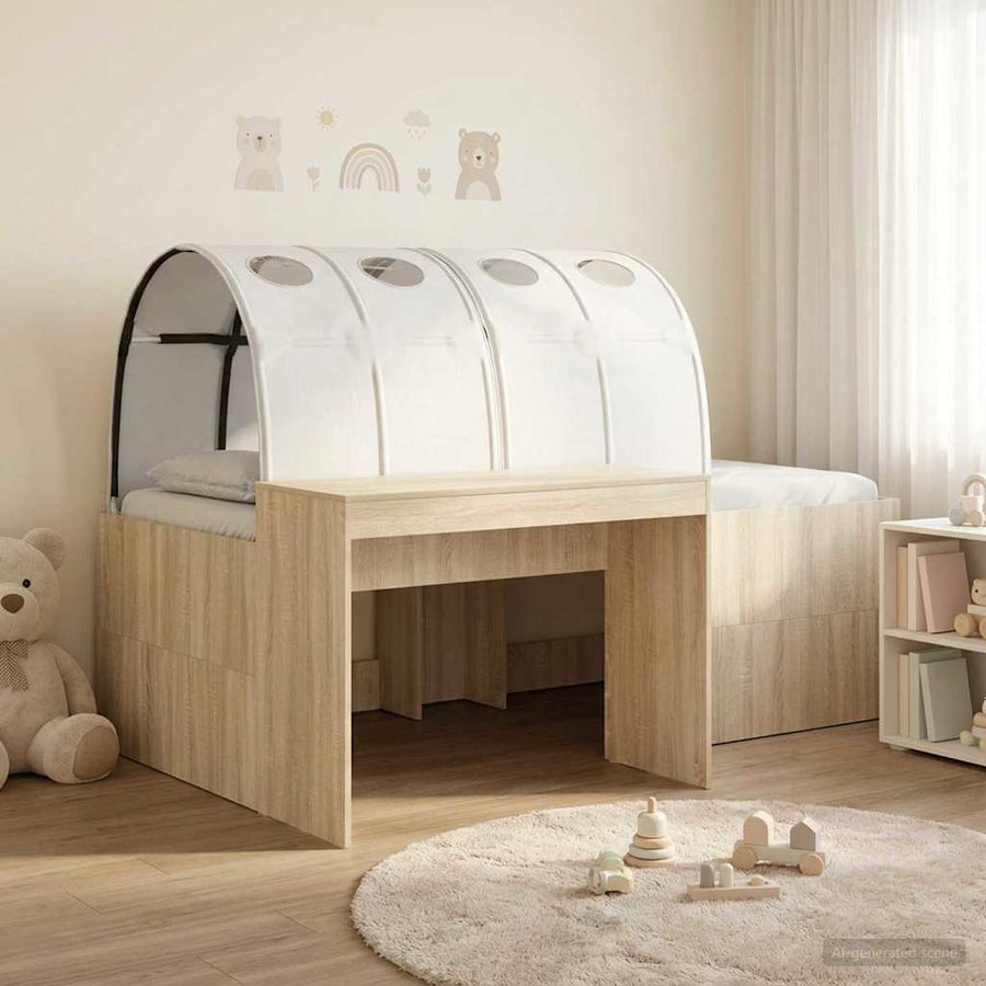 Bed met Tunnel 3 st Artisian Eik en Wit Bewerkt hout
