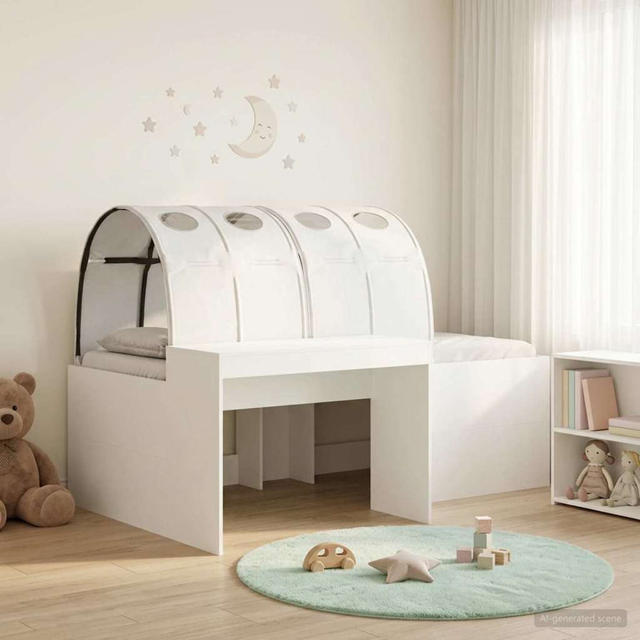 Bed met Tunnel 4 pcs Wit Bewerkt hout