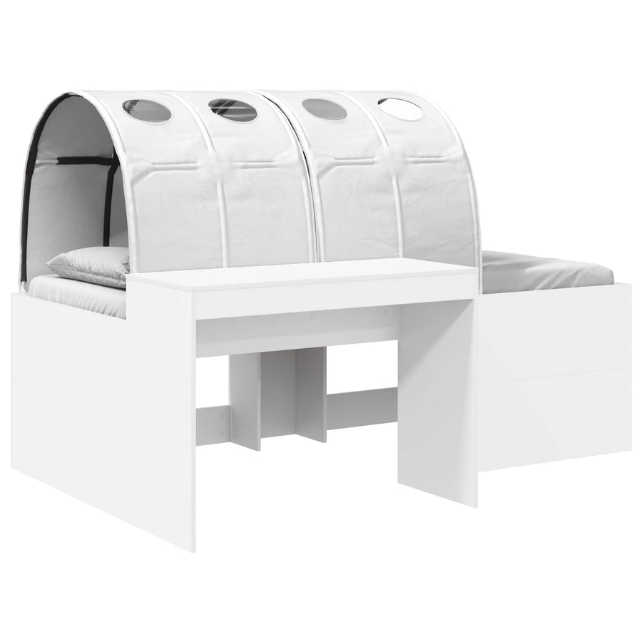 Bed met Tunnel 4 pcs Wit Bewerkt hout