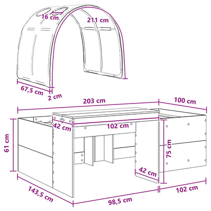 Bed met Tunnel 4 pcs Wit Bewerkt hout