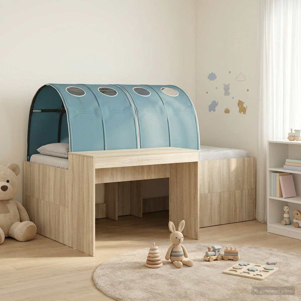 Bed met Tunnel 3 st Sonoma eiken en lichtblauw Bewerkt hout