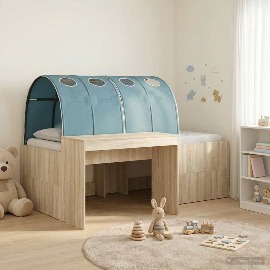Bed met Tunnel 3 st Sonoma eiken en lichtblauw Bewerkt hout