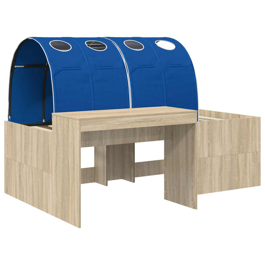 Bed met Tunnel 3 st Sonoma eiken en blauw Bewerkt hout