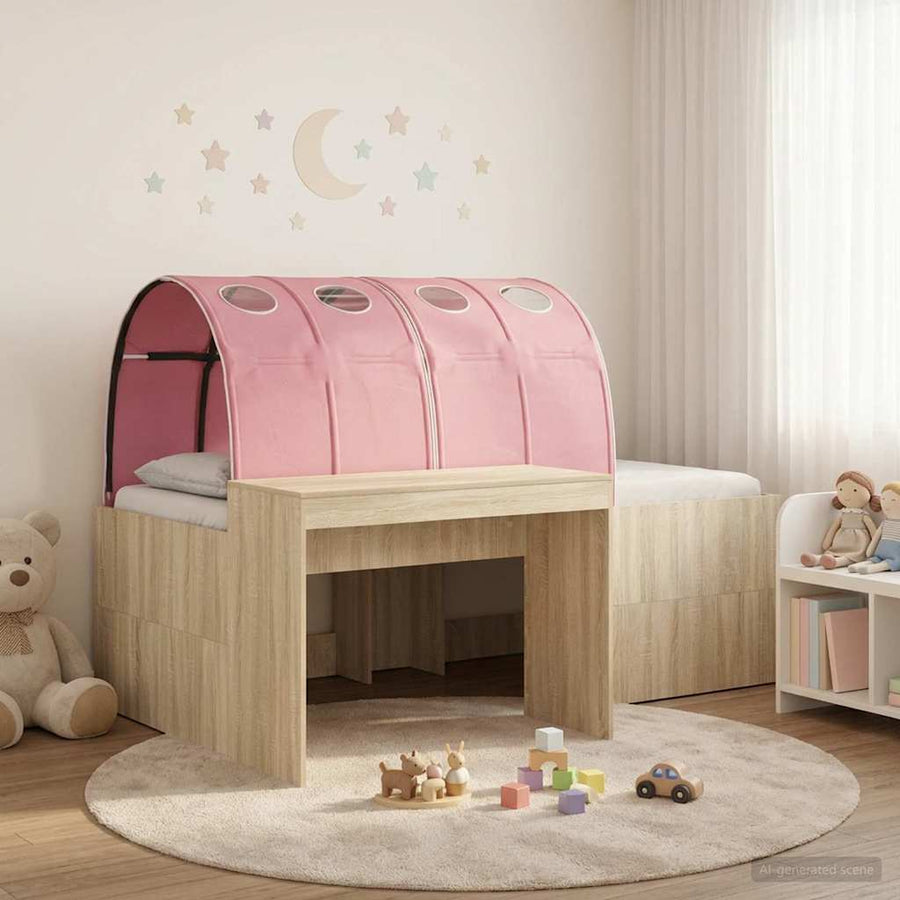 Bed met Tunnel 3 st Sonoma eiken en roze Bewerkt hout
