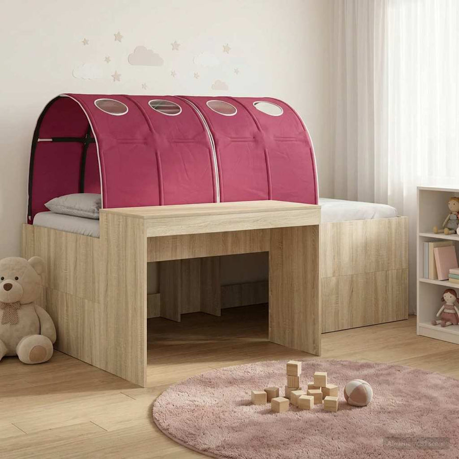 Bed met Tunnel 3 st Sonoma eiken en rood Bewerkt hout