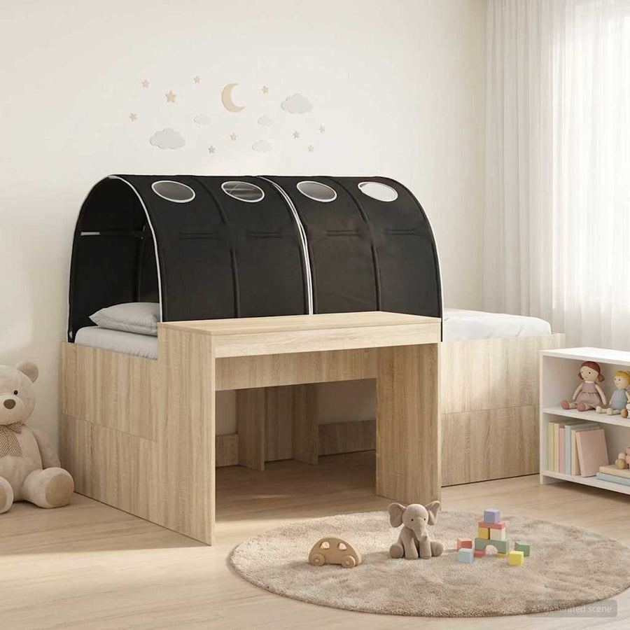 Bed met Tunnel 3 st Sonoma Eiken en Zwart Bewerkt hout